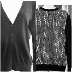 Ann Taylor LOFT Light Mixed Media Cardigan L EUC